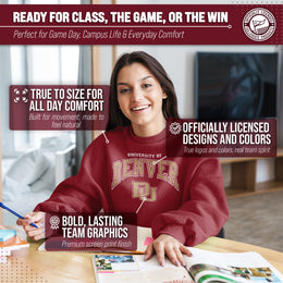 Denver Pioneers Adult Arch & Logo Soft Style Gameday Crewneck Sweatshirt - Maroon