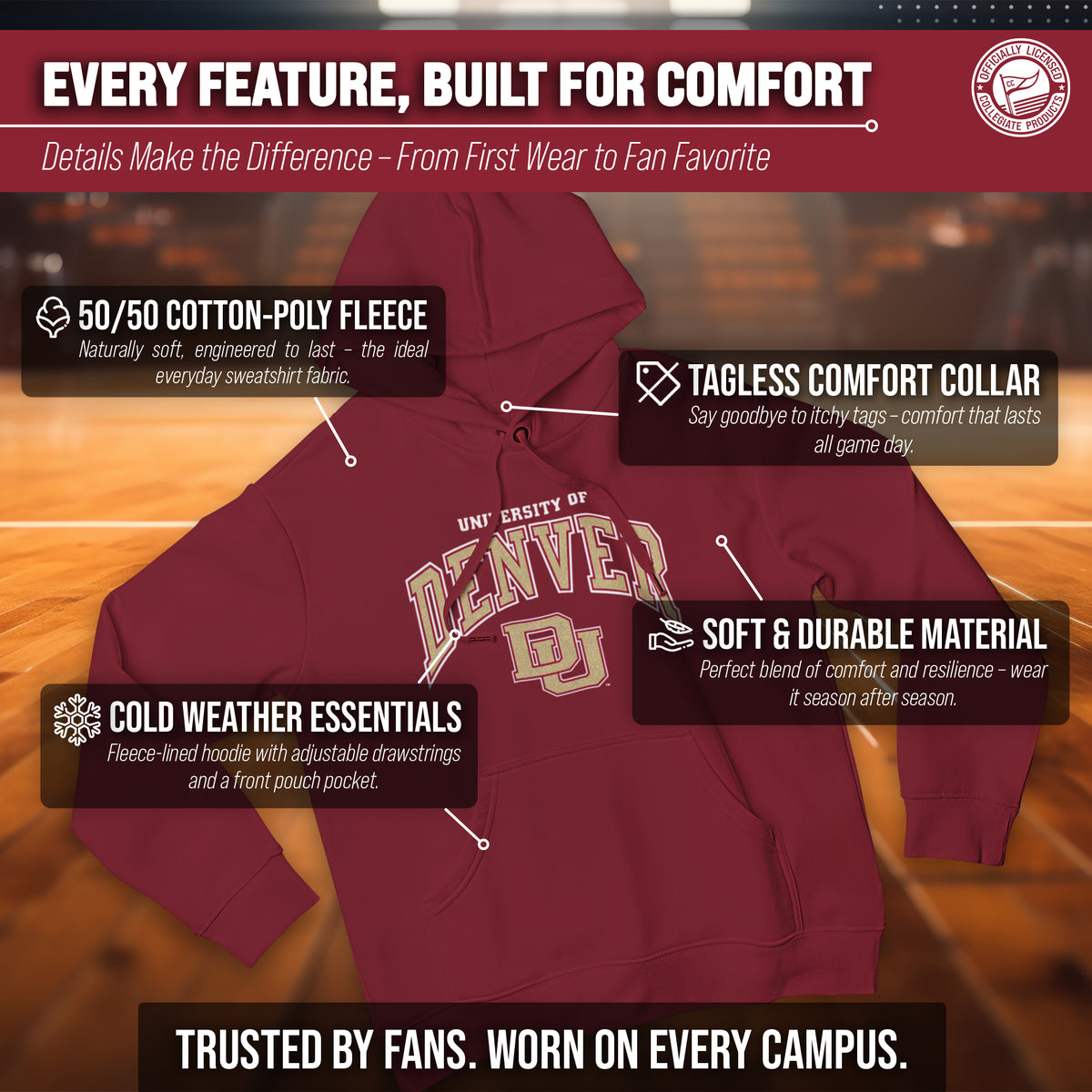 DEN Arch & Logo Gameday Hoodie - Maroon