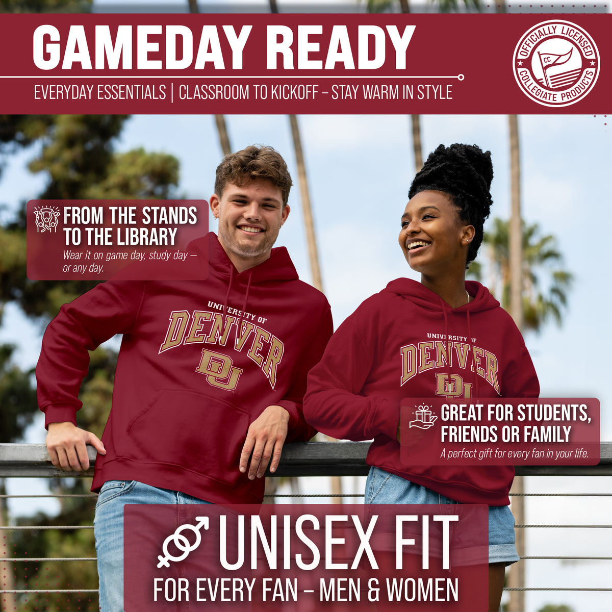 DEN Arch & Logo Gameday Hoodie - Maroon