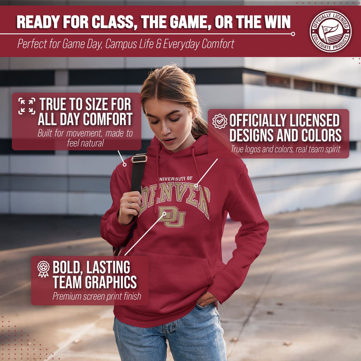 DEN Arch & Logo Gameday Hoodie - Maroon