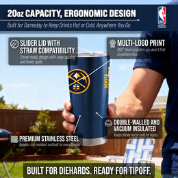 Denver Nuggets NBA Basketball 20oz Stainless Steel Vacuum Insulated Game Day Tumbler with Silicone Grip - Navy