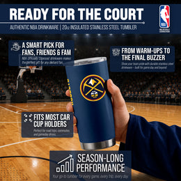 Denver Nuggets NBA Basketball 20oz Stainless Steel Vacuum Insulated Game Day Tumbler with Silicone Grip - Navy