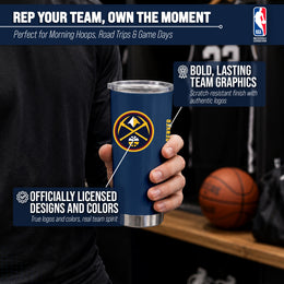 Denver Nuggets NBA Basketball 20oz Stainless Steel Vacuum Insulated Game Day Tumbler with Silicone Grip - Navy