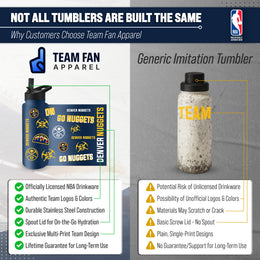 Denver Nuggets NBA Basketball 34oz Stainless Steel Vacuum Insulated Game Day Water Bottle with Flip Straw Lid and Handle - Navy