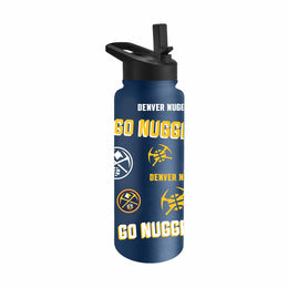 Denver Nuggets NBA Basketball 34oz Stainless Steel Vacuum Insulated Game Day Water Bottle with Flip Straw Lid and Handle - Navy