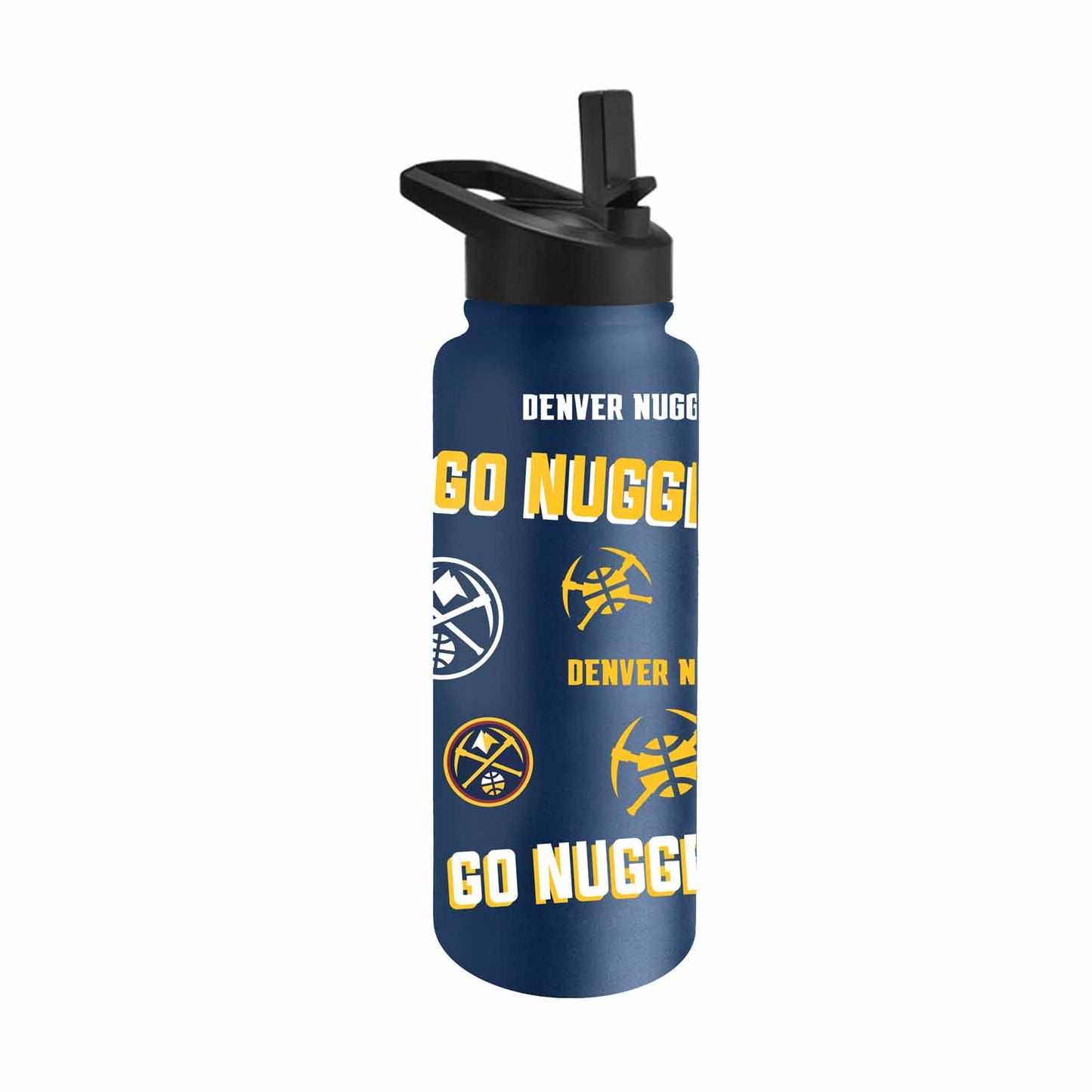 Denver Nuggets NBA Basketball 34oz Stainless Steel Vacuum Insulated Game Day Water Bottle with Flip Straw Lid and Handle - Navy