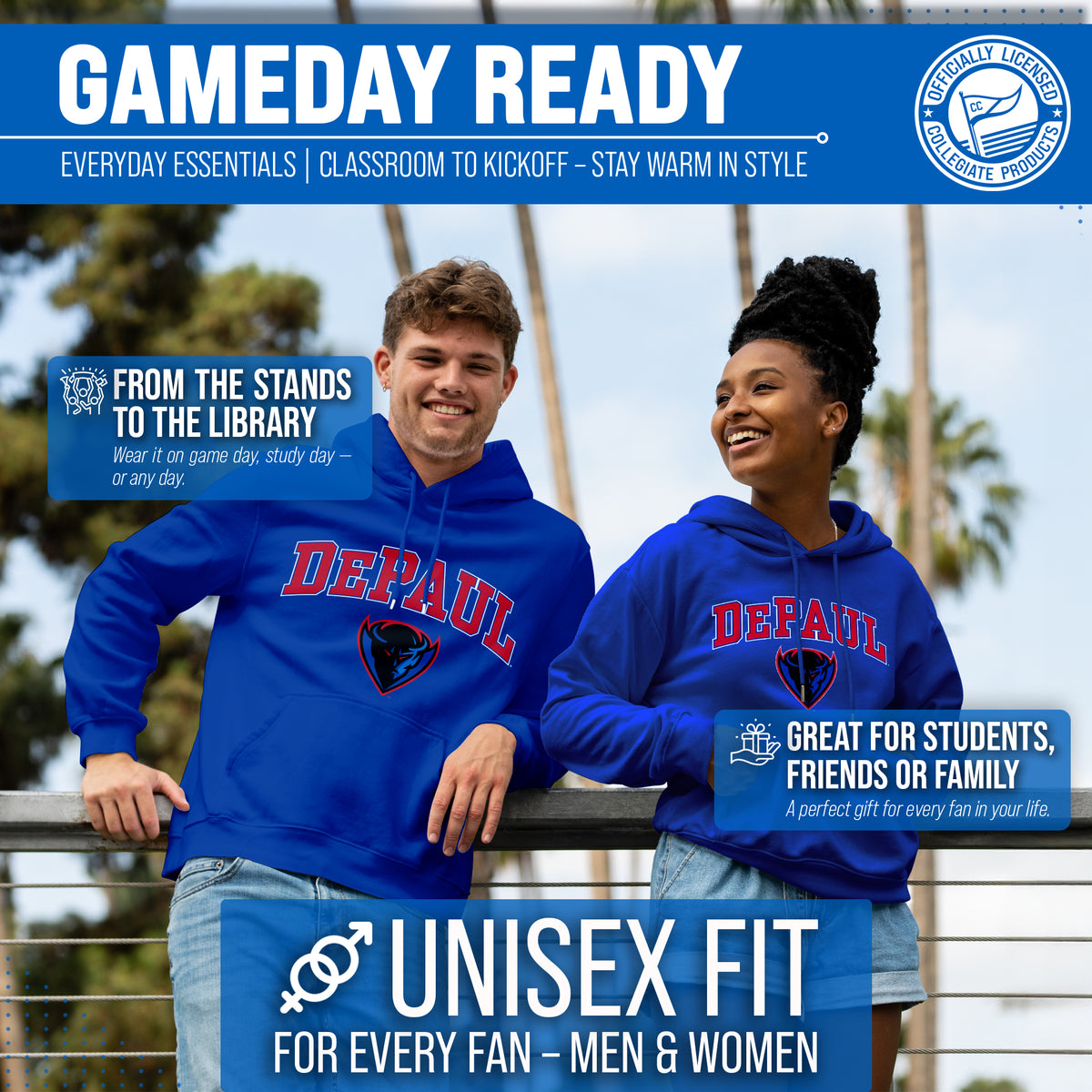 DEP Arch & Logo Gameday Hoodie - Royal