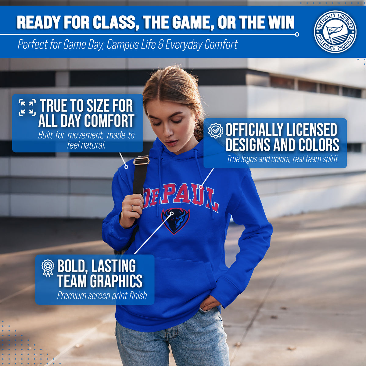 DEP Arch & Logo Gameday Hoodie - Royal