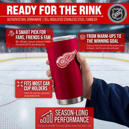 Detroit Red Wings NHL Hockey 20oz Stainless Steel Vacuum Insulated Game Day Tumbler with Silicone Grip - Red