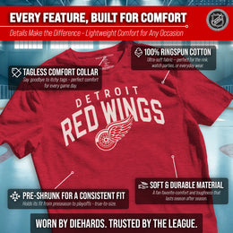 Detroit Red Wings NHL Adult Powerplay Heathered Unisex T-Shirt - Red