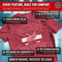Detroit Red Wings NHL Adult Faceoff Tag-Less T-Shirt - Red