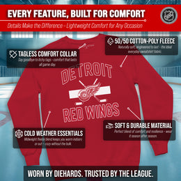 Detroit Red Wings Adult NHL Faceoff Hockey Fleece Crewneck Sweatshirt - Red