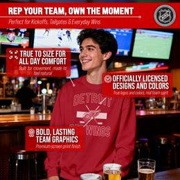 Detroit Red Wings Adult NHL Faceoff Hockey Fleece Crewneck Sweatshirt - Red