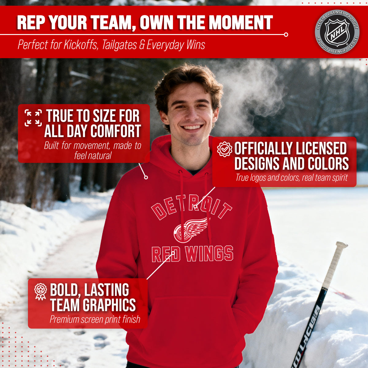 Detroit Red Wings Hoodie Pullover Sweatshirt - Red