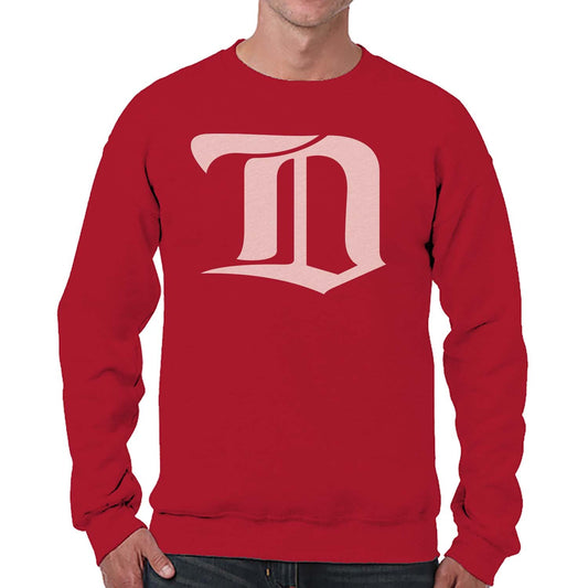 Detroit Red Wings Adult NHL Retro Logo Hockey Fleece Crewneck Sweatshirt - Red Heather