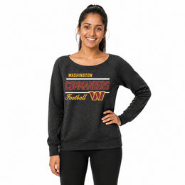 Washington Commanders  Women's Gameday Crewneck Sweatshirt Raglan Pullover - Heather Charcoal