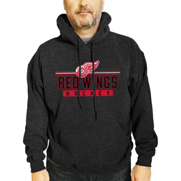 Detroit Red Wings NHL Adult Heather Charcoal True Fan Hooded Sweatshirt Unisex - Charcoal