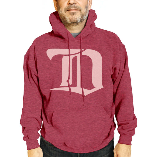 Detroit Red Wings Adult NHL Retro Logo Hockey Fleece Hooded Sweatshirt - Red Heather