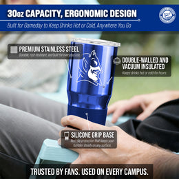 Duke Blue Devils NCAA University 30oz Stainless Steel Vacuum Insulated Game Day Tumbler with Silicone Grip - Royal