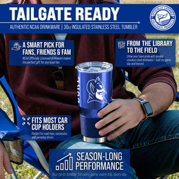 Duke Blue Devils NCAA University 30oz Stainless Steel Vacuum Insulated Game Day Tumbler with Silicone Grip - Royal