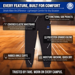 Duke Blue Devils NCAA Men’s University Cloud Jersey Performance Jogger Pants with Drawstring Waistband - Black Heather