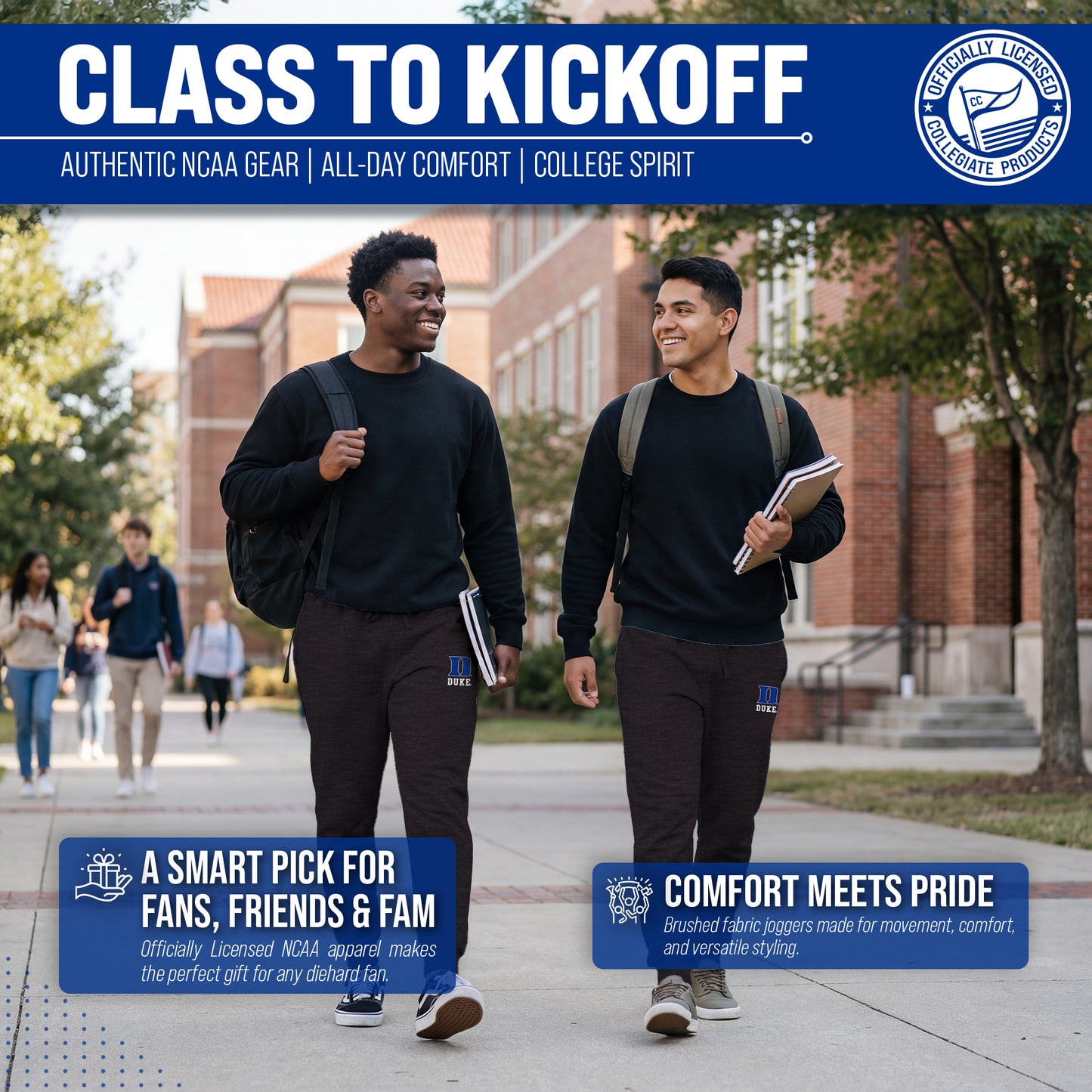 Duke Blue Devils NCAA Men’s University Cloud Jersey Performance Jogger Pants with Drawstring Waistband - Black Heather