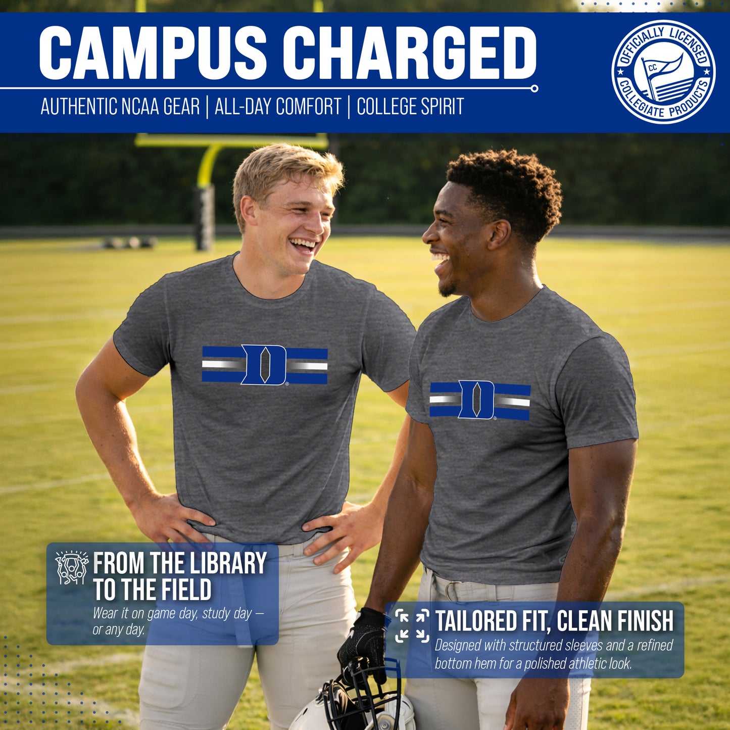 Duke Blue Devils Unisex NCAA Scholarship Cloud Jersey Athletic Short Sleeve Performance Tee - Black Heather