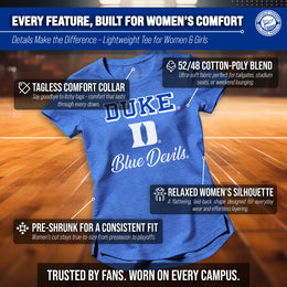 Duke Blue Devils NCAA Womens Tag-Less Ultra Soft Tailgate T-Shirt - Royal Heather