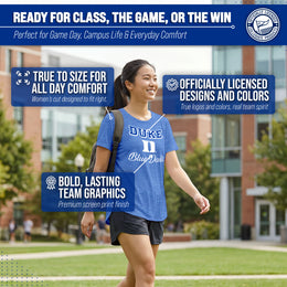 Duke Blue Devils NCAA Womens Tag-Less Ultra Soft Tailgate T-Shirt - Royal Heather