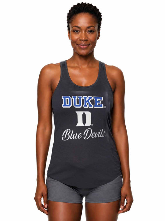 Duke Blue Devils  Tailgate Racerback Tank Top NCAA Women's Licensed - Black Heather