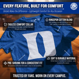 Duke Blue Devils Adult MVP Heathered Cotton Blend T-Shirt - Royal Heather