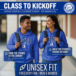 Duke Blue Devils NCAA Adult Unisex Starting Fresh Heathered Hooded Fleece Sweatshirt - Royal Heather
