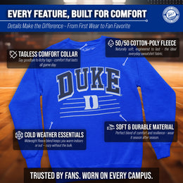 Duke Blue Devils NCAA Adult Unisex Overtime Classics Crewneck Fleece Sweatshirt - Royal Heather