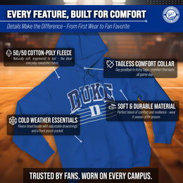 Duke Blue Devils NCAA Adult Unisex Overtime Classics Hooded Fleece Sweatshirt - Royal