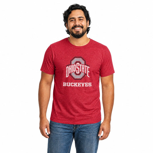 Ohio State Buckeyes  Heathered Logo T-Shirt Men Women NCAA Licensed - Red