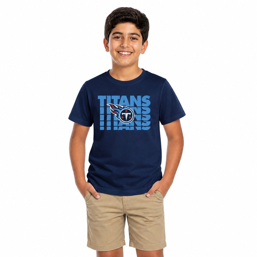 Tennessee Titans  NFL Youth Repeating Logo T-Shirt Kids Boys Girls - Navy
