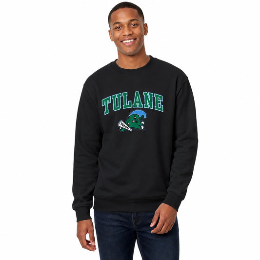 Tulane Green Wave NCAA Fleece Crewneck Sweatshirt for Men and Women - Black
