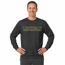 Michigan Wolverines  NCAA Unisex Adult Crewneck Fleece Sweatshirt - Charcoal