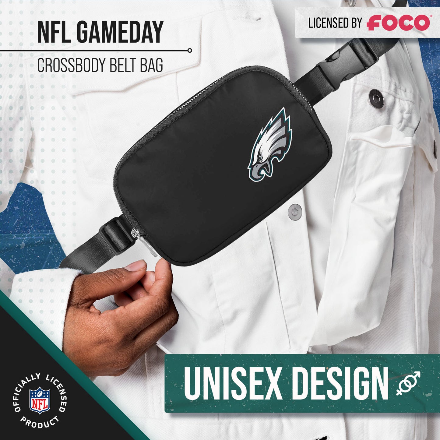 Philadelphia Eagles NFL Gameday On The Move Crossbody Belt Bag - Black