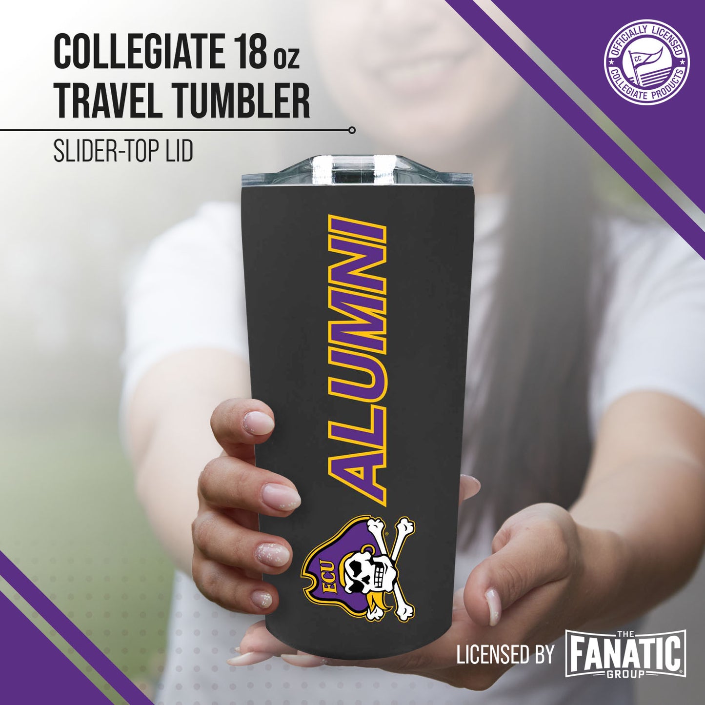 East Carolina Pirates Collegiate Stainless Steel Travel Tumbler for Alumni - Black