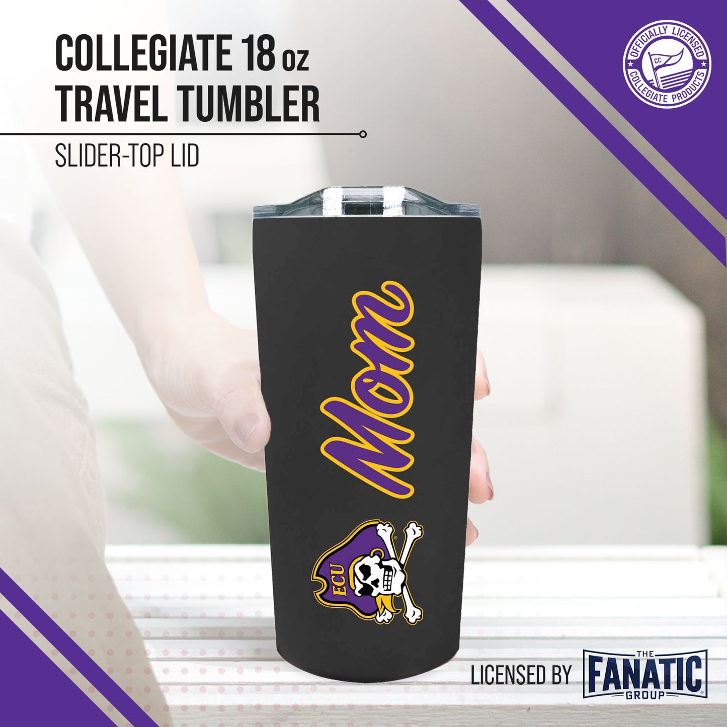 East Carolina Pirates Mom Stainless Steel Tumbler - Black