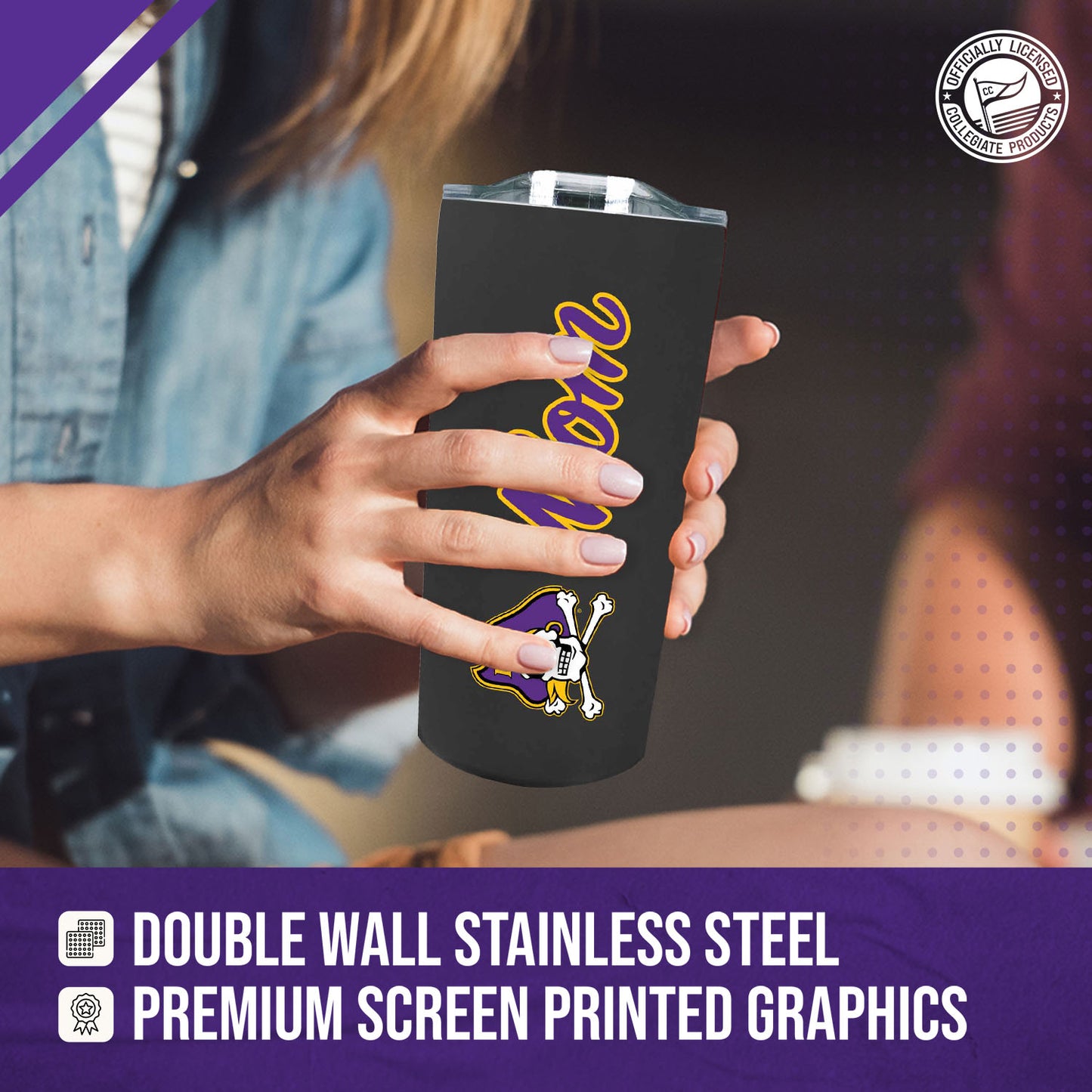 East Carolina Pirates Mom Stainless Steel Tumbler - Black