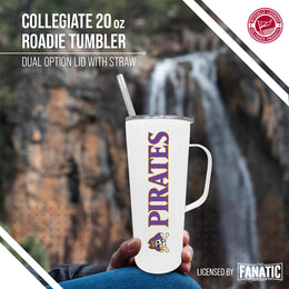 East Carolina Pirates NCAA Stainless Steel 20oz Roadie With Handle & Dual Option Lid With Straw - White