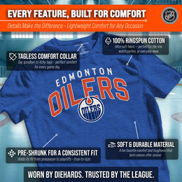 Edmonton Oilers NHL Adult Powerplay Heathered Unisex T-Shirt - Royal