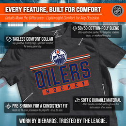 Edmonton Oilers Adult NHL Heather Charcoal True Fan Hockey T-Shirt - Charcoal