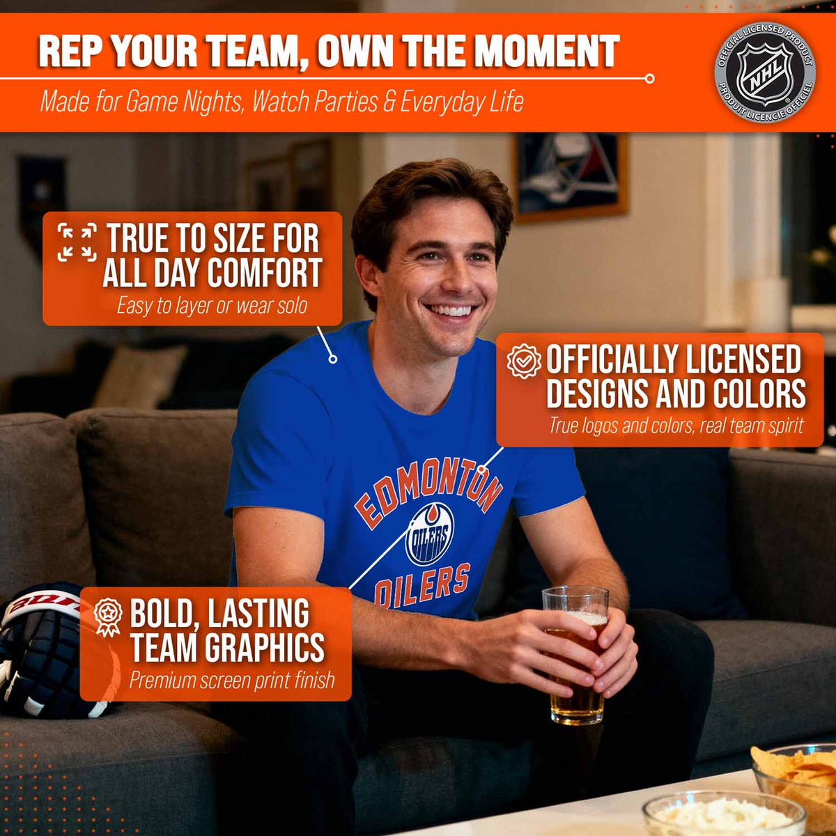 Edmonton Oilers NHL Gameday T-Shirt - Royal Blue