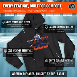 Edmonton Oilers NHL Adult Heather Charcoal True Fan Hooded Sweatshirt Unisex - Charcoal