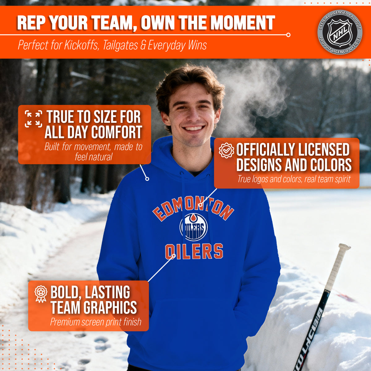 Edmonton Oilers Hoodie Pullover Sweatshirt - Royal
