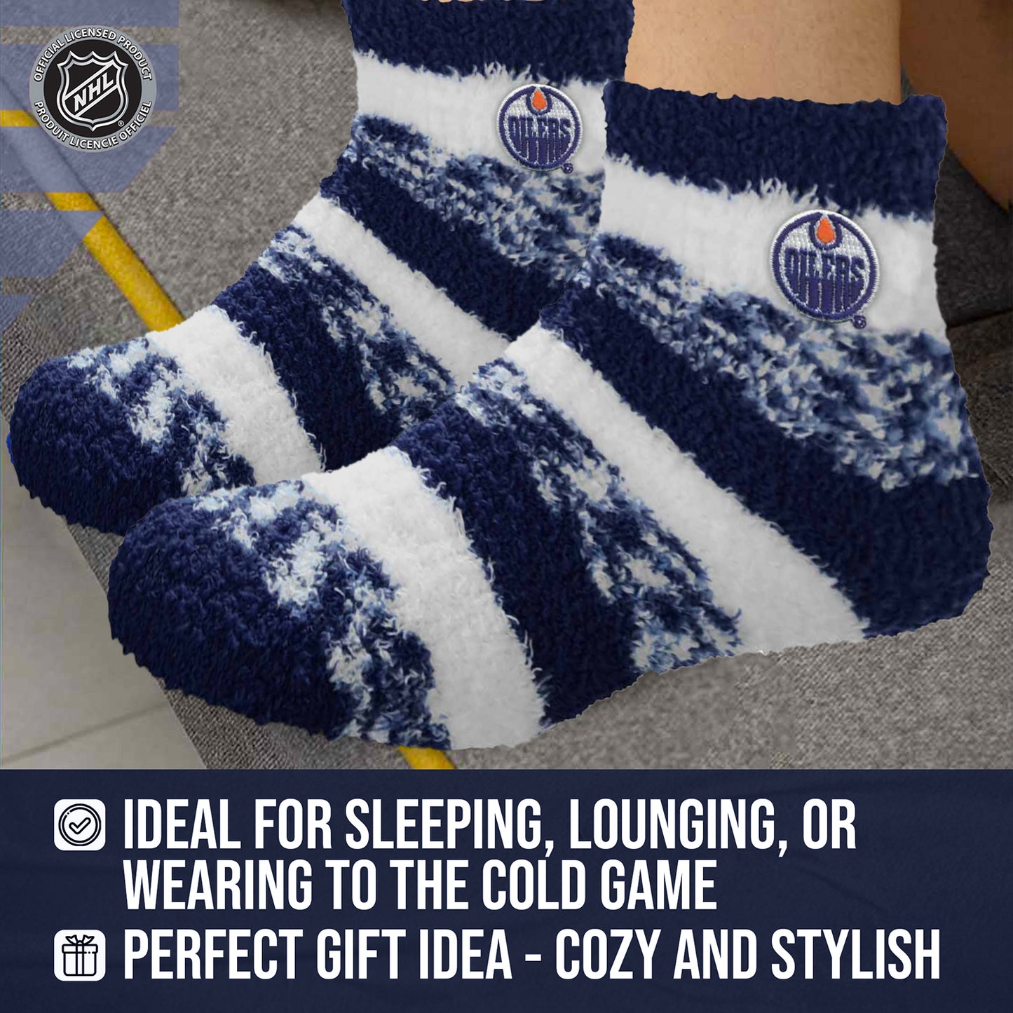 Edmonton Oilers NHL Unisex Cozy Sleep Socks - Navy