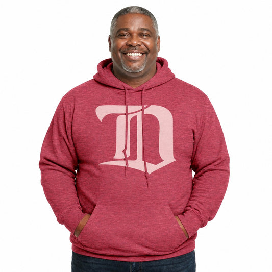 Detroit Red Wings  Retro Logo Fleece Hoodie Officially Licensed NHL - Red Heather